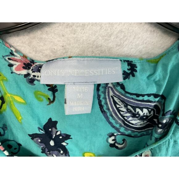 Only Necessities Dress Womens Medium Blue Paisley Short Sleeve Kaftan Maxi - Picture 3 of 9